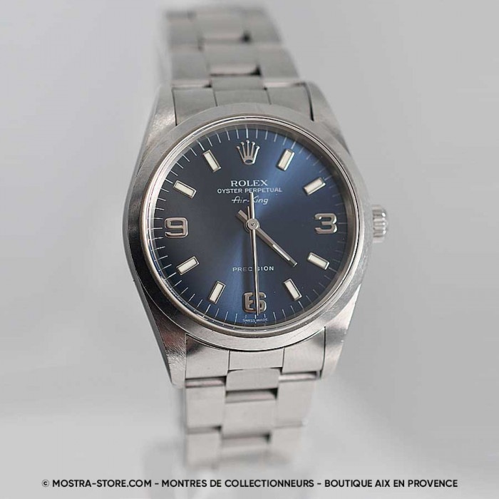 Rolex Airking 3 6 9 cadran bleu avec papiers garantie rolex