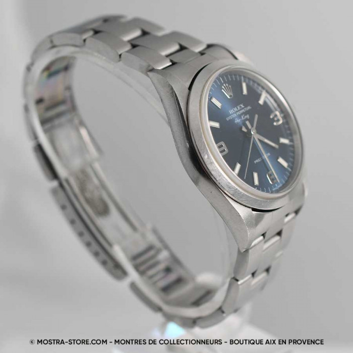 Rolex Airking 3 6 9 cadran bleu avec papiers garantie rolex