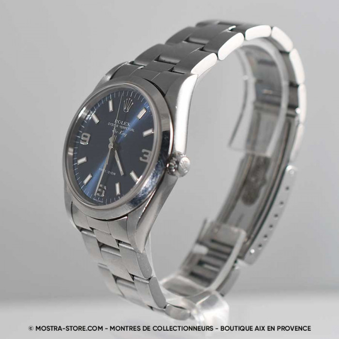 Rolex Airking 3 6 9 cadran bleu avec papiers garantie rolex
