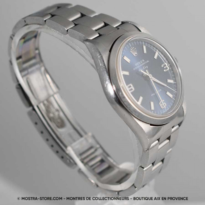 Rolex Airking 3 6 9 cadran bleu avec papiers garantie rolex