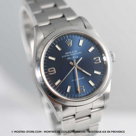 montre-rolex-air-king-14000-blue-dial-1999-mostra-store-aix-en-provence-occasion-homme-femme-airking-oyster-perpetual-precision