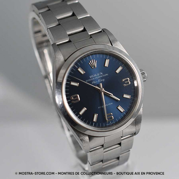 Rolex Airking 3 6 9 cadran bleu avec papiers garantie rolex