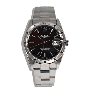 Rolex Date cadran noir lunette striée