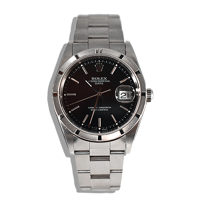 Rolex Date cadran noir lunette striée