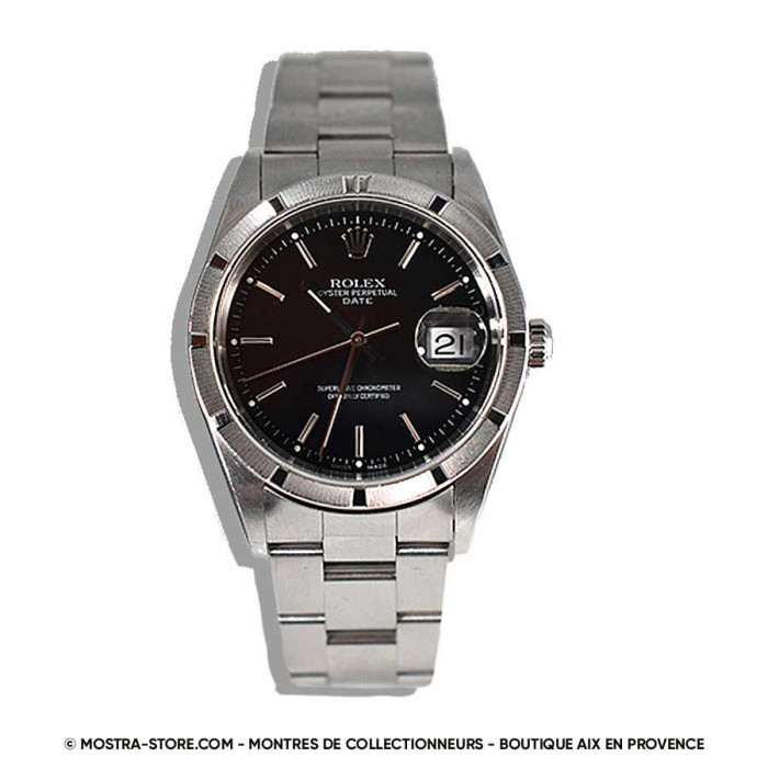 Rolex Date cadran noir lunette striée
