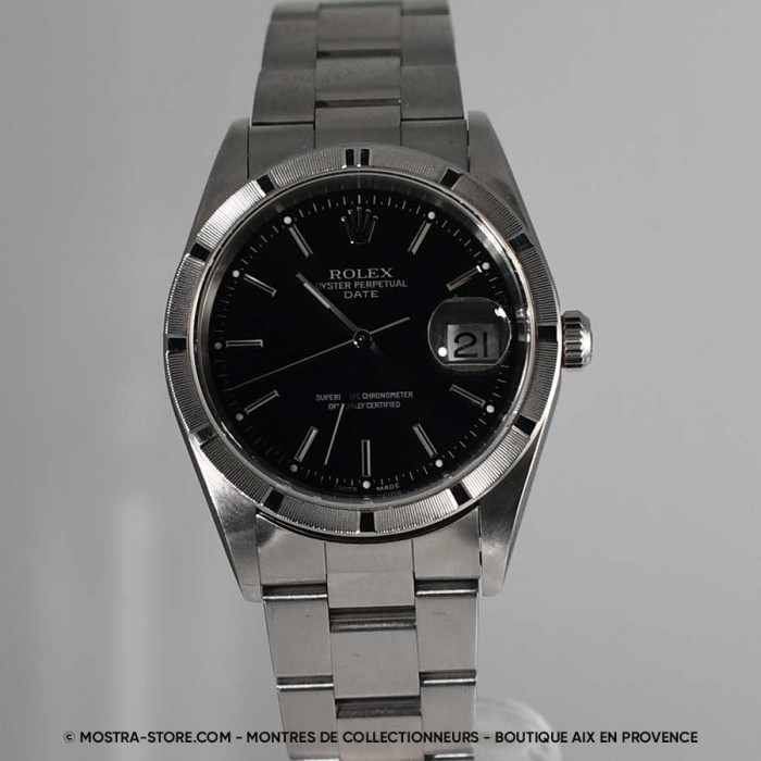 Rolex Date cadran noir lunette striée