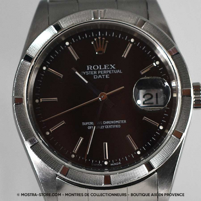 Rolex Date cadran noir lunette striée