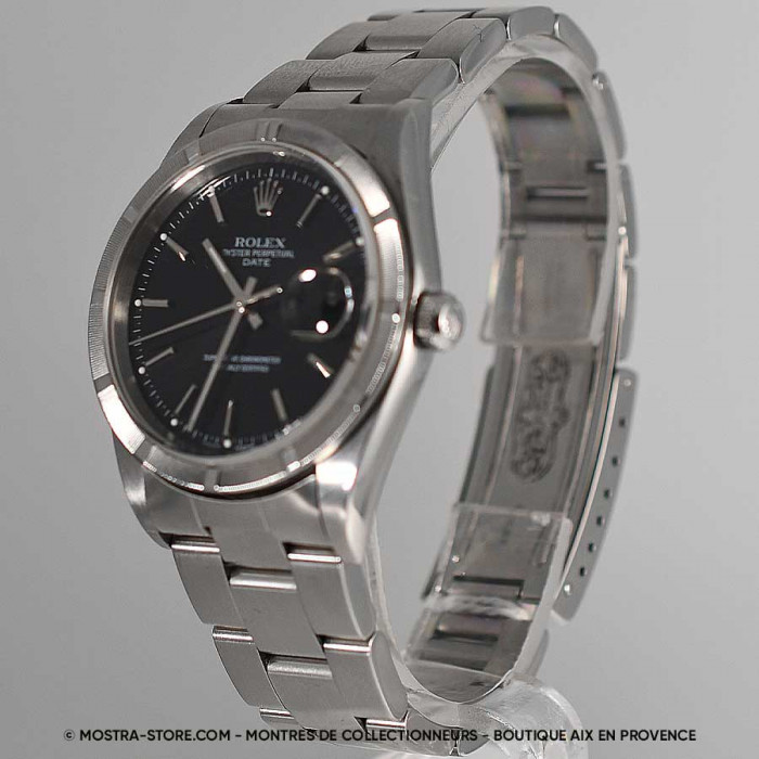 Rolex Date cadran noir lunette striée