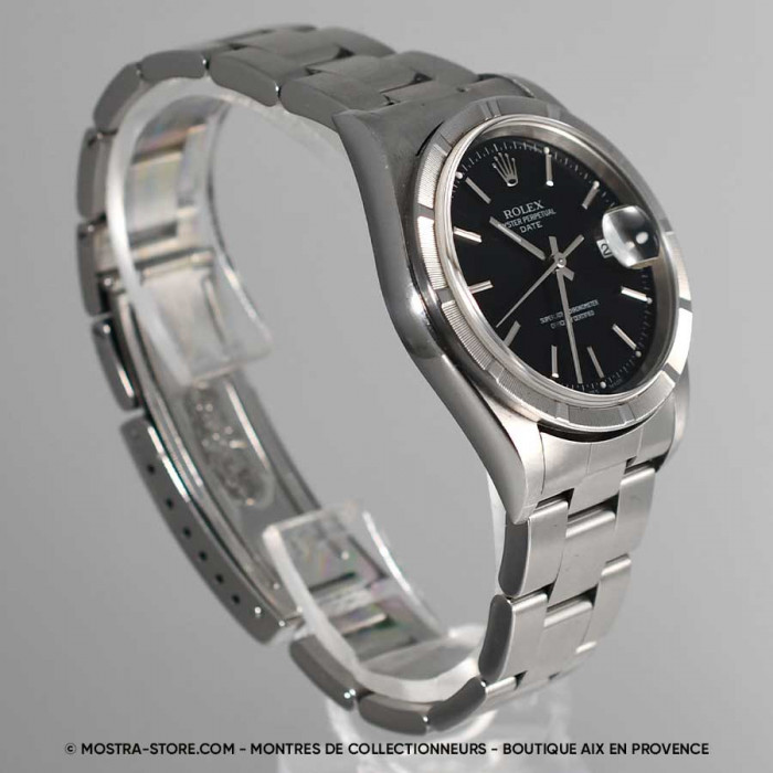 Rolex Date cadran noir lunette striée