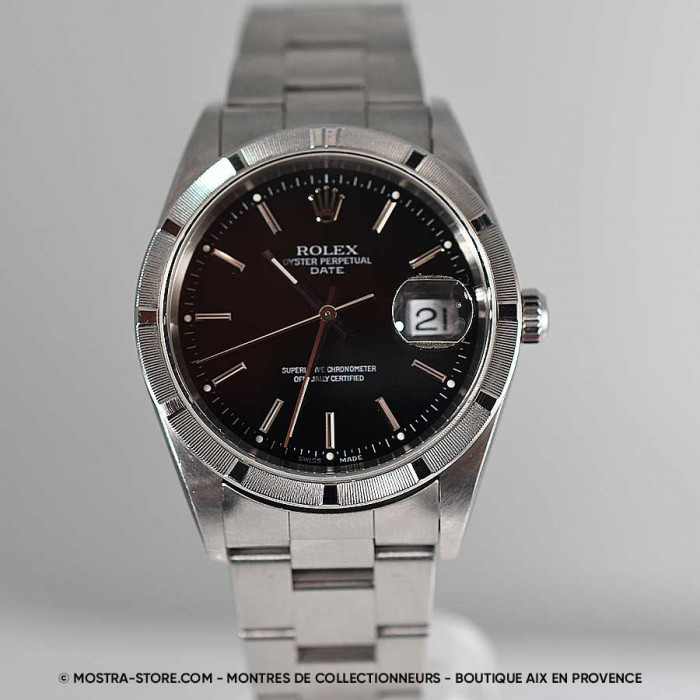 Rolex Date cadran noir lunette striée