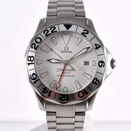 montre omega seamaster 300 gmt vintage yatching cadran blanc 2002
