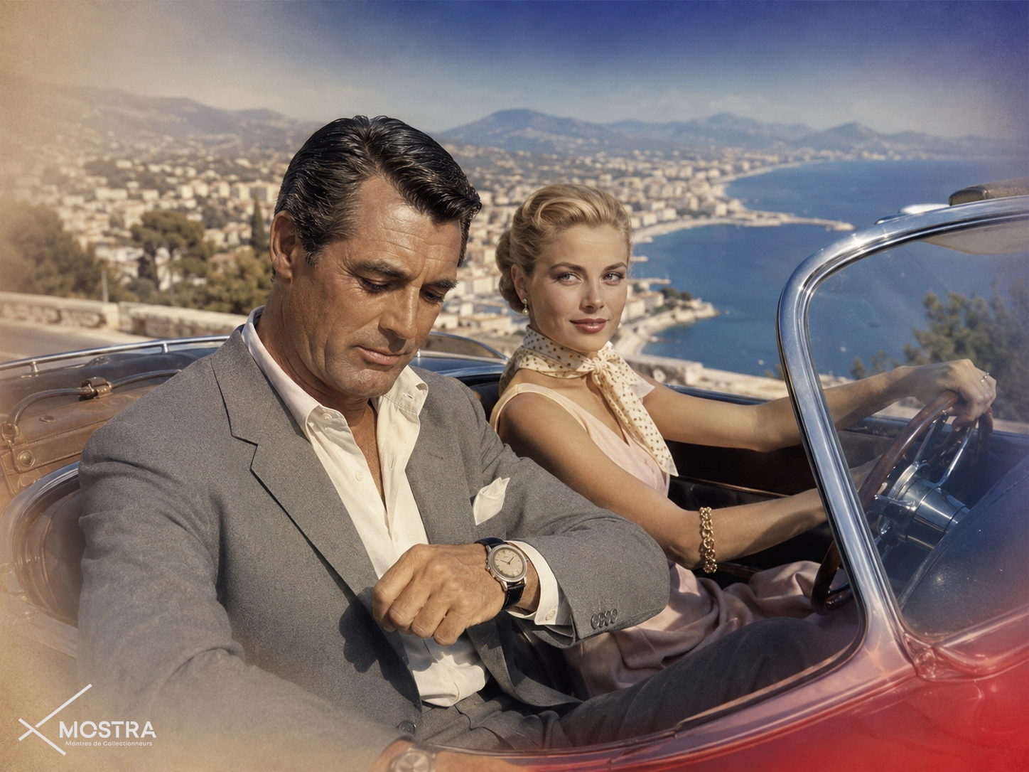 elegant picture of an elegant man passenger in a luxury car with rolex 6424