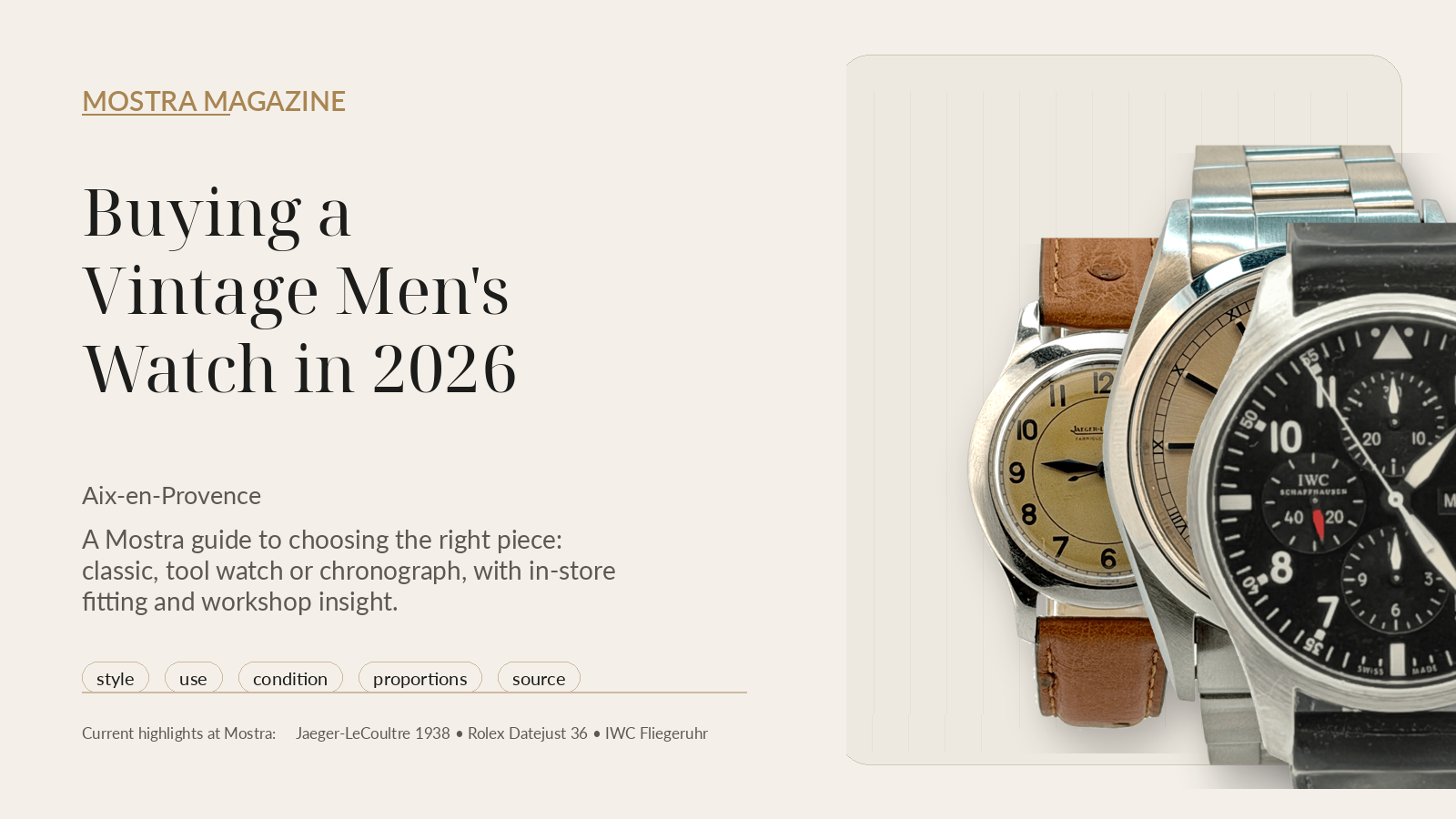buying guide for a vintage men’s watch in Aix-en-Provence