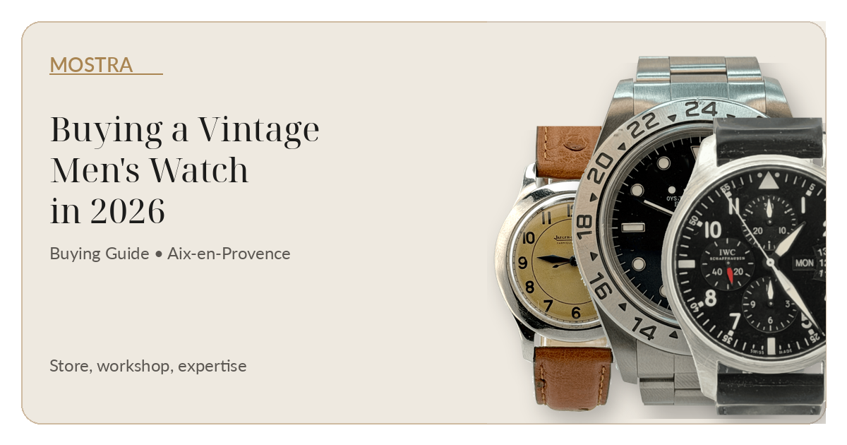 buying guide for a vintage men’s watch in Aix-en-Provence