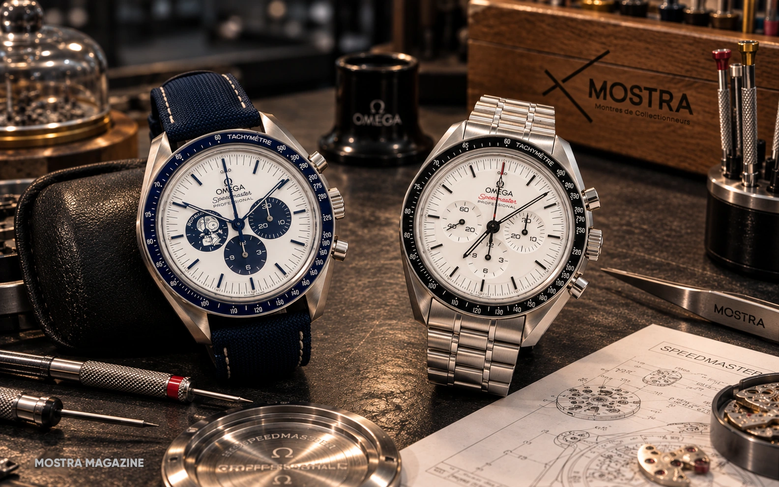 omega speedmaster silver snoopy awar and speedmaster white dial 